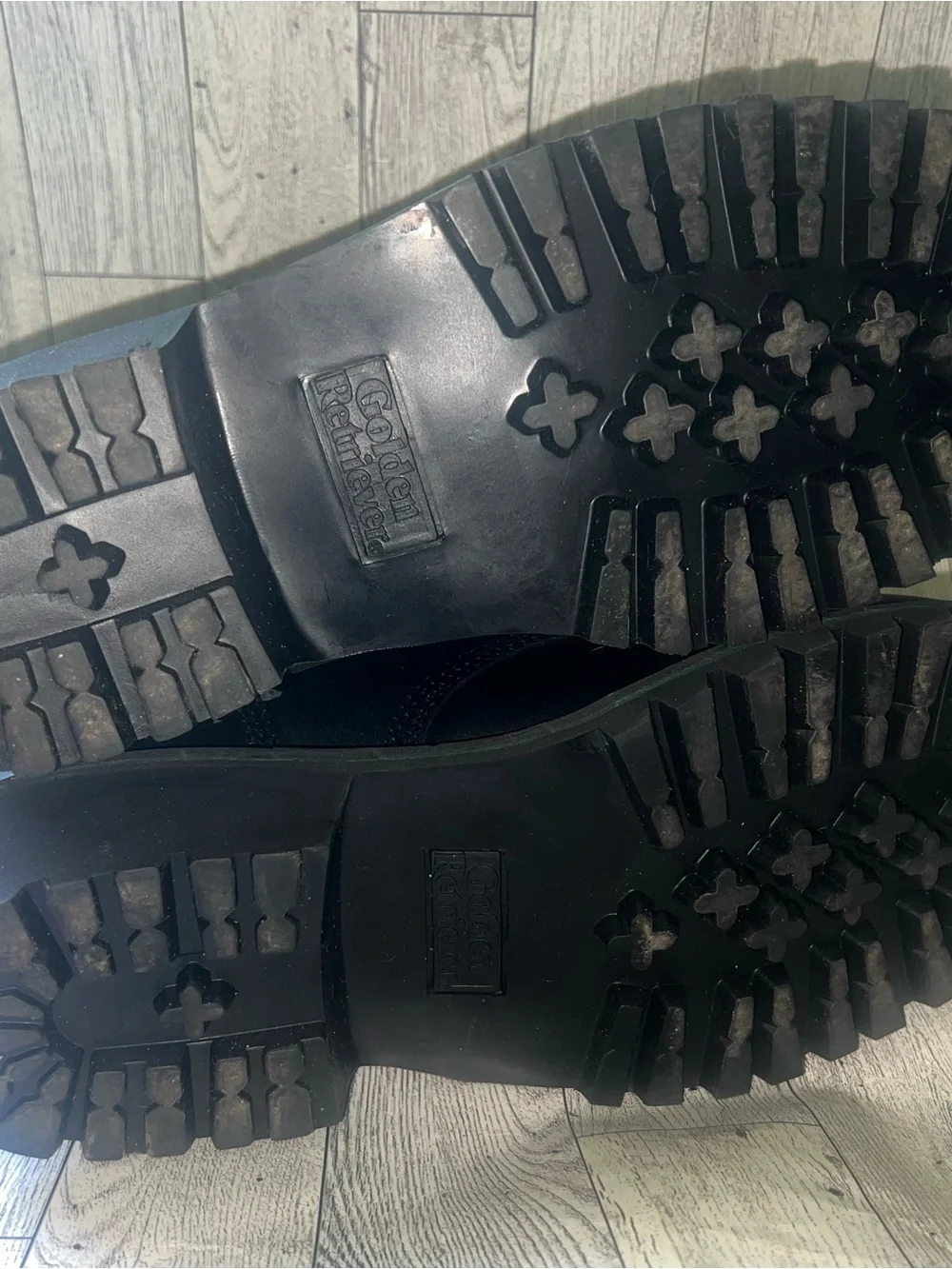 Golden retriever Titan Black Leather Lace-Up Boot Sz 8.5 Wide